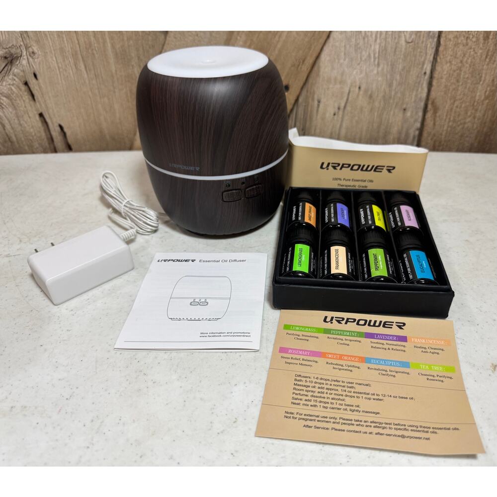 URPOWER Classical Essential Oil Diffuser with 6 Bottles 100% Pure Essential Oils